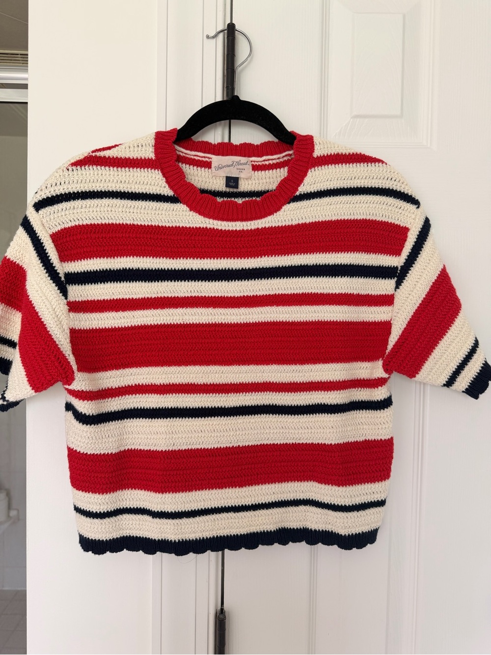 Universal Thread Red & Cream Striped Knit Sweater / Small